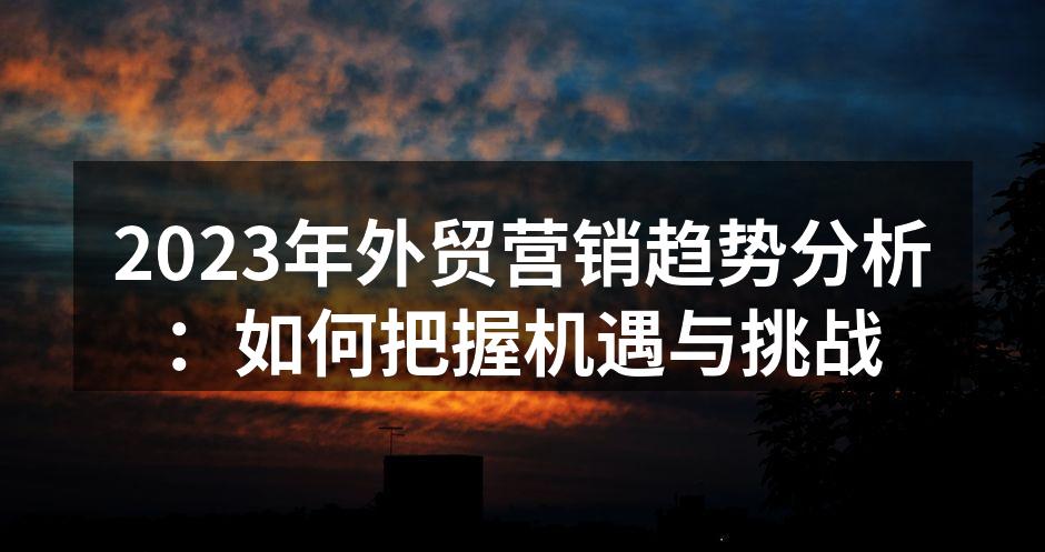 2023年外贸营销趋势分析：如何把握机遇与挑战