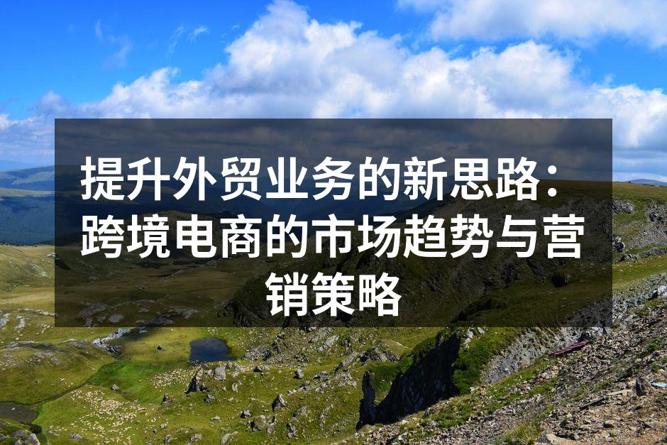 提升外贸业务的新思路：跨境电商的市场趋势与营销策略