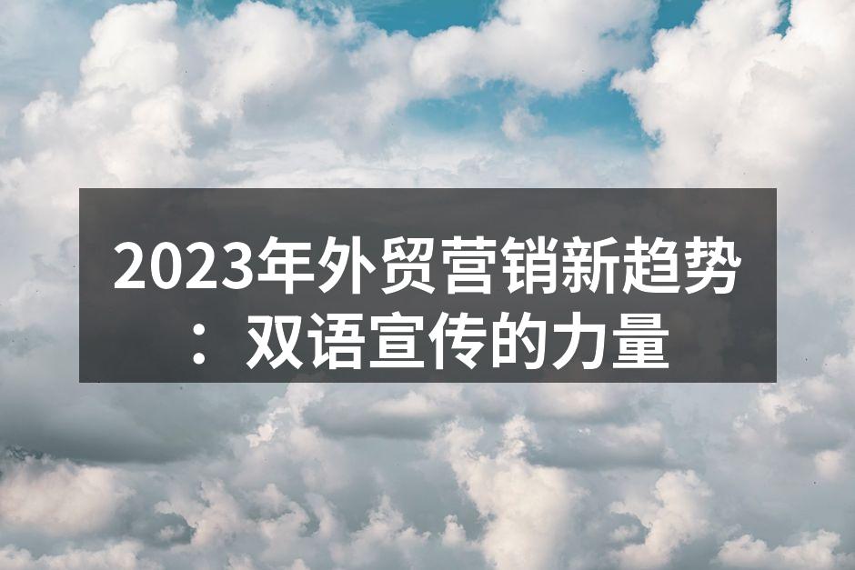 2023年外贸营销新趋势：双语宣传的力量